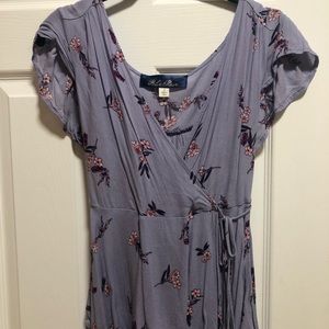 Floral purple wrap blouse